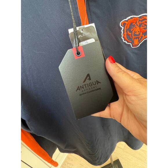 Antigua NFL Team Apparel Chicago Bears Quarter Zip Pullover Sweatshirt Size M - Picture 5 of 6